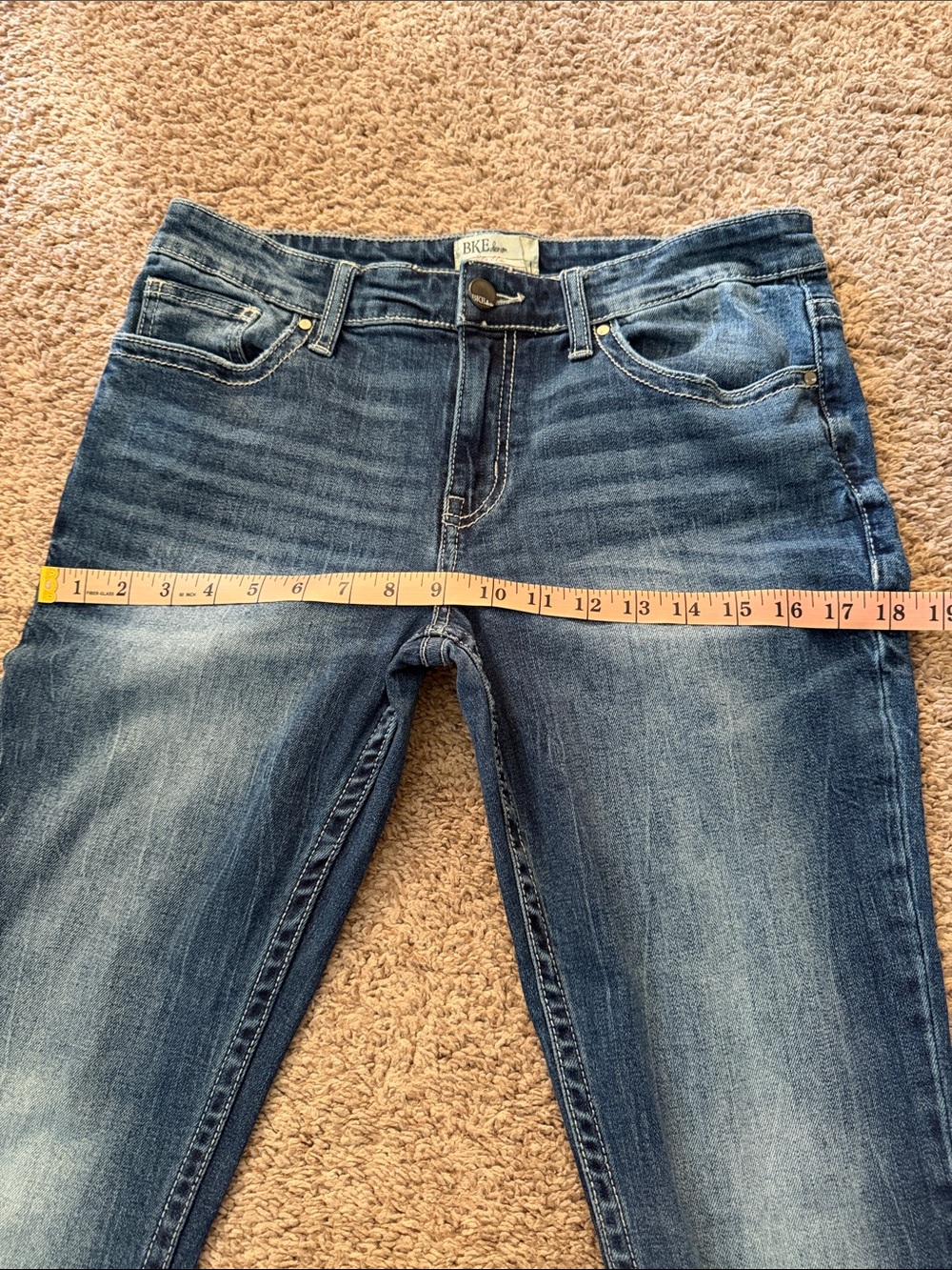 BKE Stella Low Rise Bootcut Jeans Distressed Blue Wash Sz 29R - Picture 9 of 12